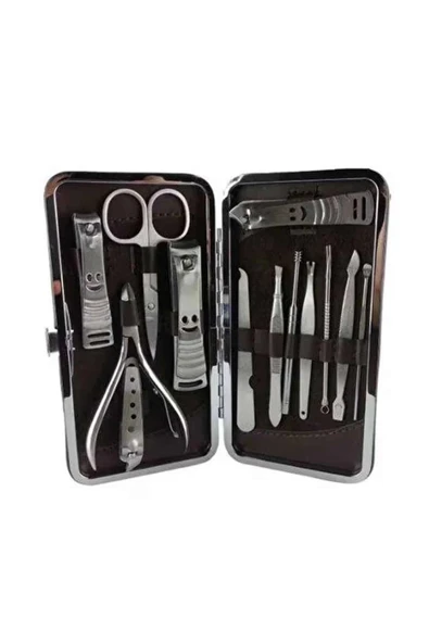 12 Parça Manikür Pedikür Seti Özel Deri Çanta El Ayak Bakımı Akne ve Sivilce Temizleme - 4