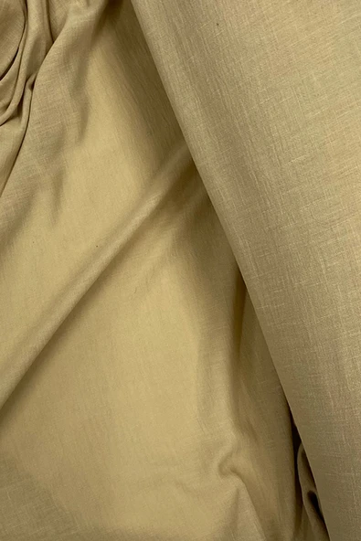 Keten Kumaş - Organik Kumaş - Perde Kumaşı - Ince Keten - Kıyafet Için Kumaş Örtü Koyu Bej 81 - 2