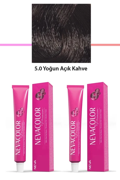 2 Li Set Premium 5.0 Yoğun Açık Kahve - Kalıcı Krem Saç Boyası 2 X 50 G Tüp ürün görseli