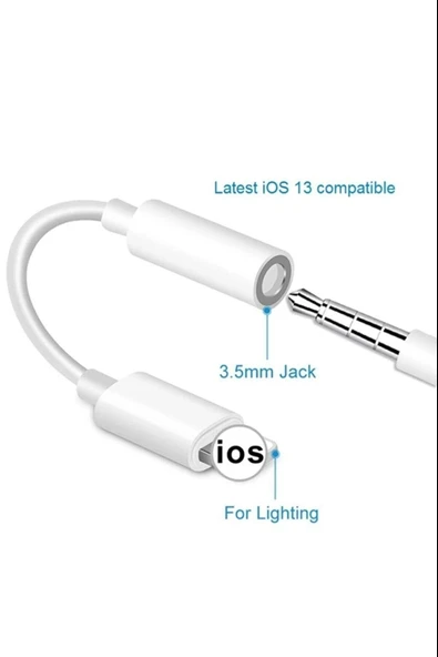 İphone Uyumlu Kablolu Kulaklık Çevirici Adaptör Lightning To Headphone Jack Dönüştürücü - 2