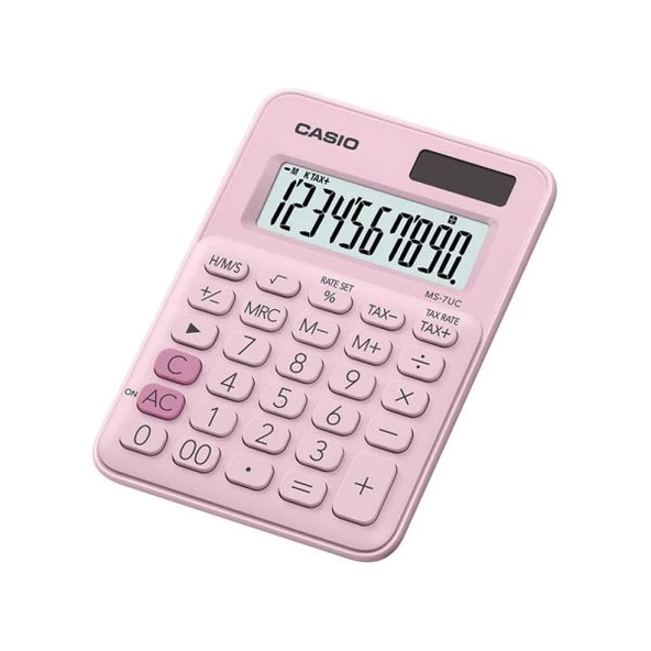 Casio MS-7UC-PK 10 Hane Açık Pembe Masa Üstü Hesap Makinesi