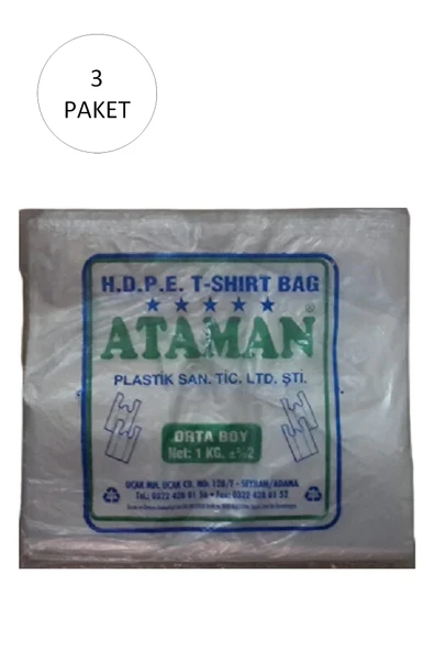 Kalın Şeffaf Atlet Poşet Orta Boy 27x47 Cm 1 Kg (3 Paket-takriben 435 Adet)