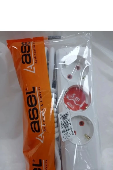 Asel 3'lü Topraklı Kablolu Priz 5 Mt Ast 305 - 3