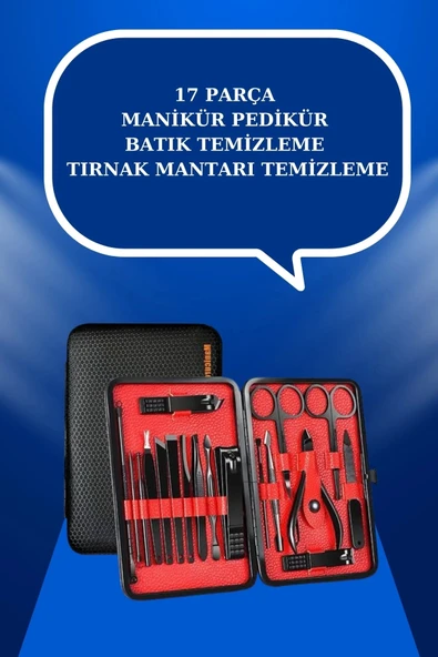 17 Parça El Ayak Bakım Seti Tırnak Temizleme Manikür Pedikür Cımbız Törpü Tırnak Makası - Resim 2