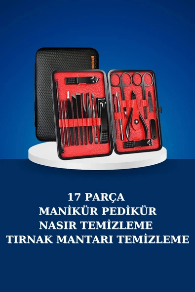 17 Parça Manikür Seti Taşınabilir Özel Çantalı El ve Ayak Bakımı Tırnak Batığı Temizleme - Resim 2