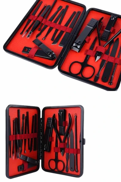 17 Parça Manikür Seti Taşınabilir Özel Çantalı El ve Ayak Bakımı Tırnak Batığı Temizleme - Resim 5