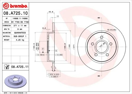 ARKA FREN DISK AYNASI FOCUS III 11 17 271X11X63.5X41X5DL (2 ADET) BV612A315BA-1704765 ürün görseli