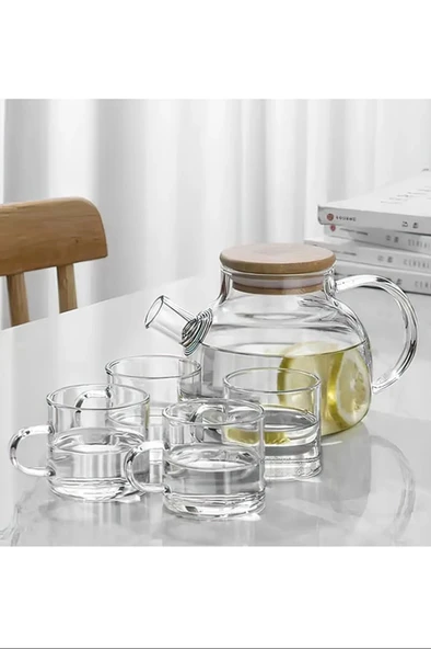 Bambu Kapaklı Borosilikat Cam Demlik 1000ml Royaleks-cm-2000 - 5