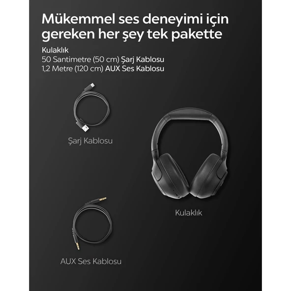 Spigen Audio SA-HP P10 Anc Kablosuz Kulaküstü Kulaklık Siyah ASD09691 - 3
