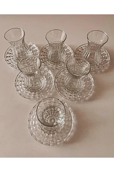 Alin Adela 6'lı Cam Çay Tabağı Çay Tabak Altlığı Royaleks-ryg8030 - 4