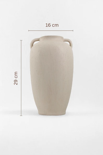 Noa Bohem Dokulu Oval Seramik Küp Vazo (16x29 cm) - Resim 6