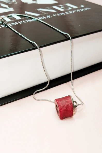 Mercan Doğal Taşı Zincirli El Yapımı Kolye Uç: 1,5 Cm Zincir: 20 Cm Kutulu - 3