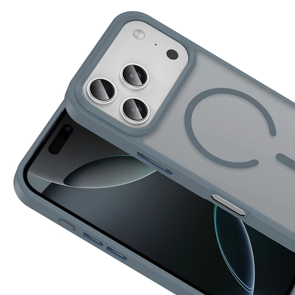 iPhone 17 Pro Max Kılıf Kablosuz Şarj Özellikli Mat Arka Yüzey Sio Kapak - Resim 8