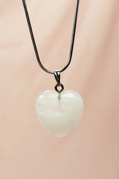 Pembe Kuvars Doğal Taşı Zincirli El Yapımı Kolye Uç: 2 Cm Zincir: 20 Cm Kutulu - 3