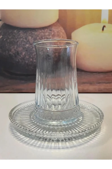 Müge 6'lı Cam Çay Tabağı Çay Tabak Altlığı Royaleks-tg-2023