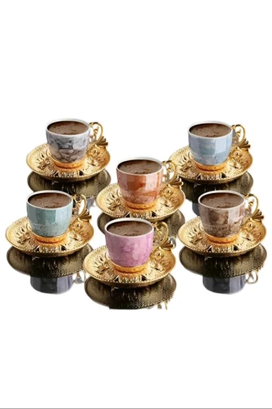 Lal Desenli Mix Kahve Seti Royaleks-bsm109