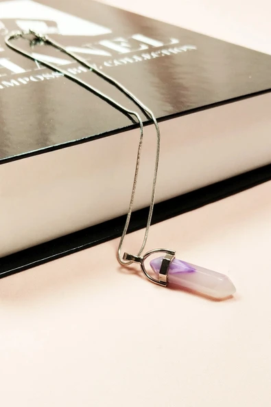 Florid Doğal Taşı Zincirli El Yapımı Tasarımlı Kolye Uç: 3,5 Cm Zincir: 20 Cm Kutulu - 3