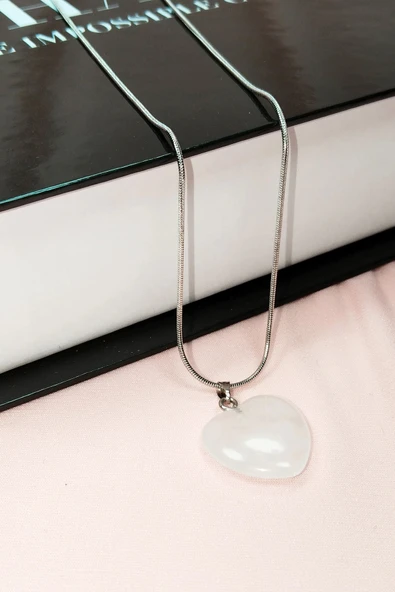 Pembe Kuvars Doğal Taşı Zincirli El Yapımı Kolye Uç: 2 Cm Zincir: 20 Cm Kutulu - 6