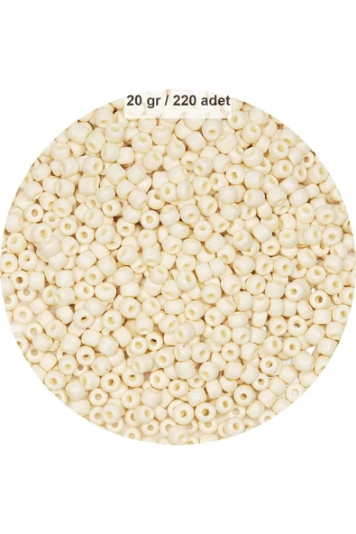 Beyaz Renk 4 Mm Yaklaşık 220 Adet/20 Gram Cam Boncuk Oya Yazma Bileklik Ve Kolye - 1