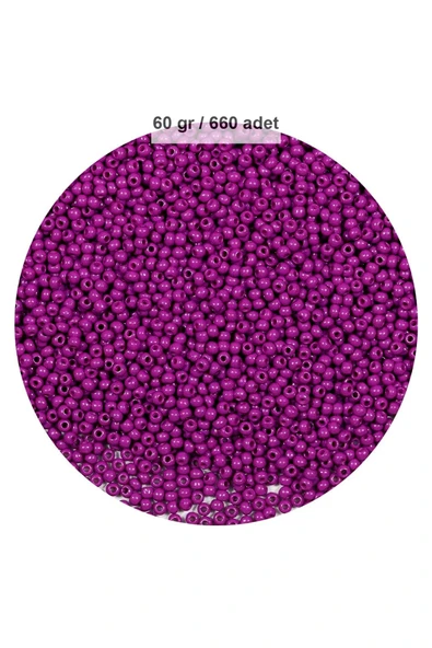 Fuşya Renk 4 Mm Yaklaşık 660 Adet / 60 Gram Cam Boncuk Oya Yazma Bileklik Ve Kolye - 1