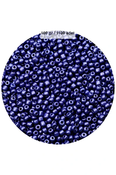 Lacivert Renk 4 Mm Yaklaşık 1100 Adet / 100 Gram Cam Boncuk Oya Yazma Bileklik Ve Kolye - 1