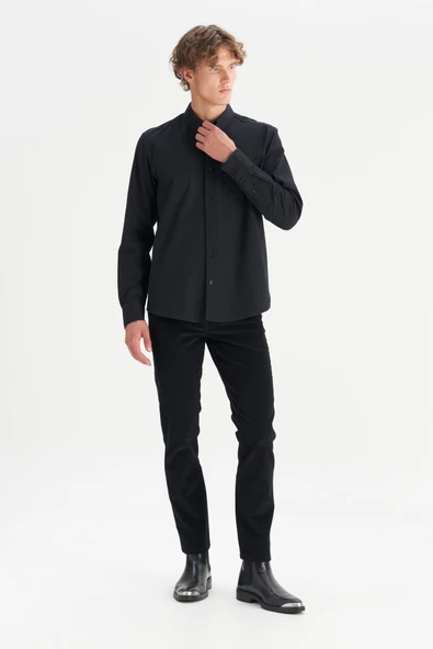 Erkek Tek Cepli Gömlek Black Black XL - Resim 3