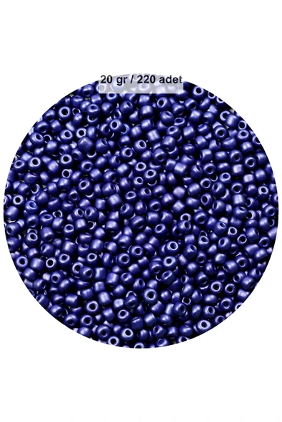 Lacivert Renk 4 Mm Yaklaşık 220 Adet/20 Gram Cam Boncuk Oya Yazma Bileklik Ve Kolye - 1