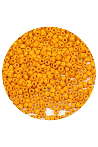 Turuncu Renk 4 Mm Yaklaşık 660 Adet / 60 Gram Cam Boncuk Oya Yazma Bileklik Ve Kolye - 3