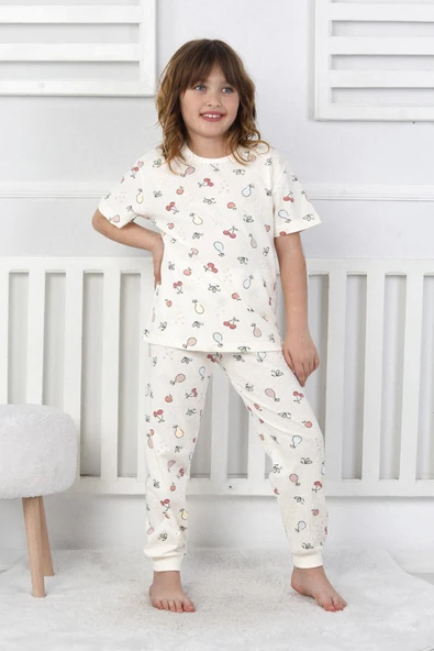 Kısa Kollu Meyve Desenli Kız Çocuk Pijama Takımı ürün görseli