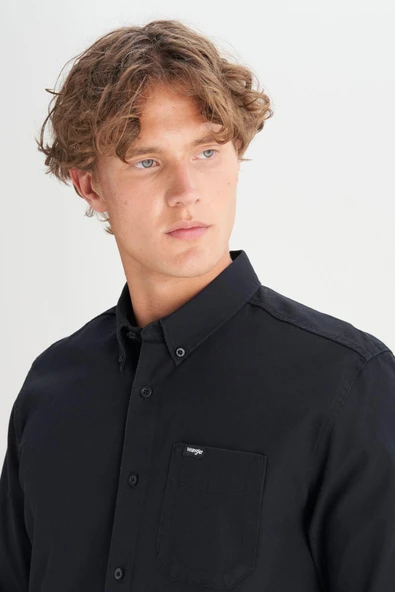 Erkek Tek Cepli Gömlek Black Black XL - Resim 5