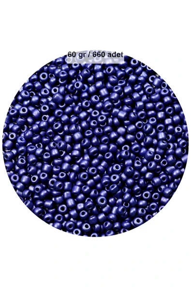 Lacivert Renk 4 Mm Yaklaşık 660 Adet / 60 Gram Cam Boncuk Oya Yazma Bileklik Ve Kolye - 1