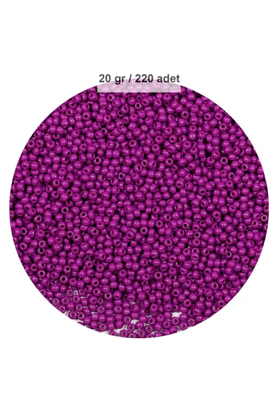 Fuşya Renk 4 Mm Yaklaşık 220 Adet/20 Gram Cam Boncuk Oya Yazma Bileklik Ve Kolye - 1