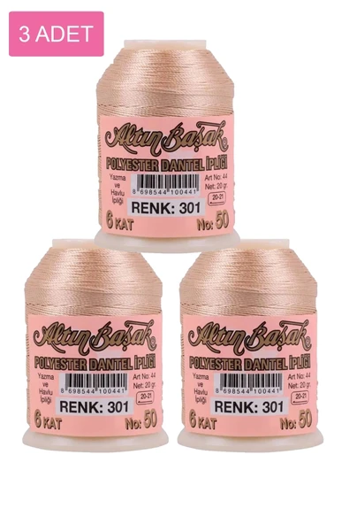 3 Adet Altınbaşak Oya Ve Dantel İpi 20 Gr - Royaleks - No: 301 ürün görseli