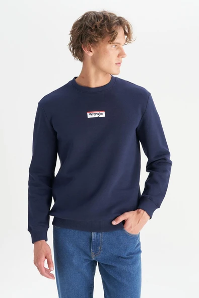 Erkek Mid Logo Sweatshirt DarKNavy DarKNavy XL - Resim 5
