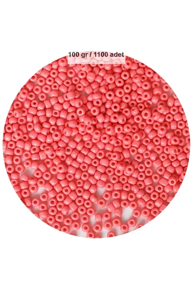 Pembe Renk 4 Mm Yaklaşık 1100 Adet / 100 Gram Cam Boncuk Oya Yazma Bileklik Ve Kolye - 1