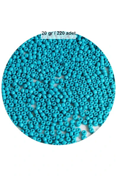 Turquaz Mavi Renk 4 Mm Yaklaşık 220 Adet/20 Gram Cam Boncuk Oya Yazma Bileklik Ve Kolye - 1