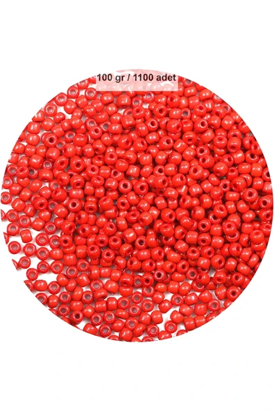 Koyu Turuncu Renk 4 Mm Yaklaşık 1100 Adet / 100 Gram Cam Boncuk Oya Yazma Bileklik Ve Kolye - 1