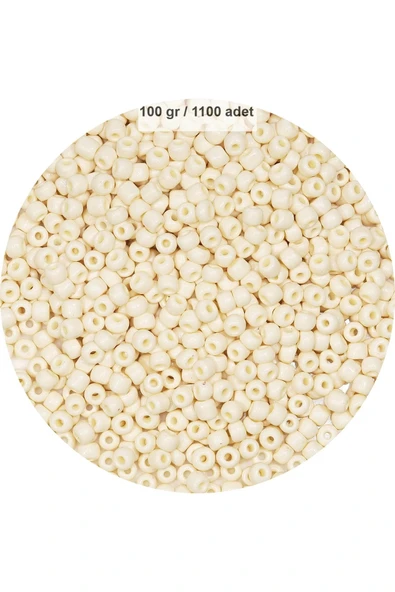Beyaz Renk 4 Mm Yaklaşık 1100 Adet / 100 Gram Cam Boncuk Oya Yazma Bileklik Ve Kolye - 1