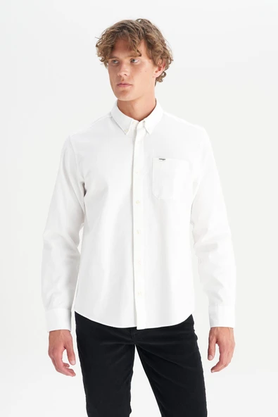 Erkek Tek Cepli Gömlek White White L - Resim 4