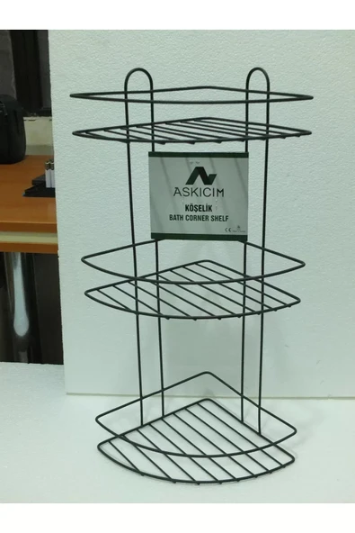 Köşelik Banyo 3 Raflı Siyah Metal Royaleks-56574 - 2