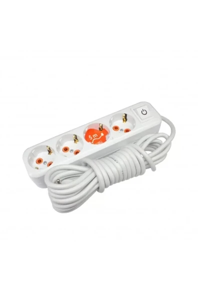 4'lü Anahtarlı Topraklı Grup Priz 5mt Royaleks-ast-a405