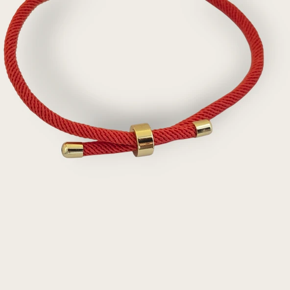 14 Ayar Altın Plakalı İsme Özel Taç Motifli Turuncu Örgü İpli Hediye Bileklik-501 - Resim 5