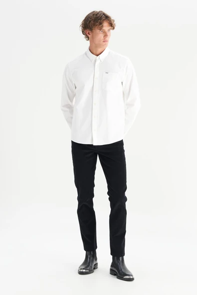 Erkek Tek Cepli Gömlek White White L - Resim 3