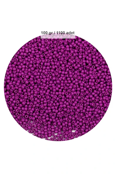 Fuşya Renk 4 Mm Yaklaşık 1100 Adet / 100 Gram Cam Boncuk Oya Yazma Bileklik Ve Kolye - 1