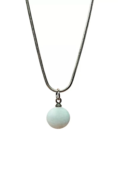 Kalsedon Doğal Taşı Zincirli El Yapımı Kolye Uç: 1,5 Cm Zincir: 20 Cm Kutulu