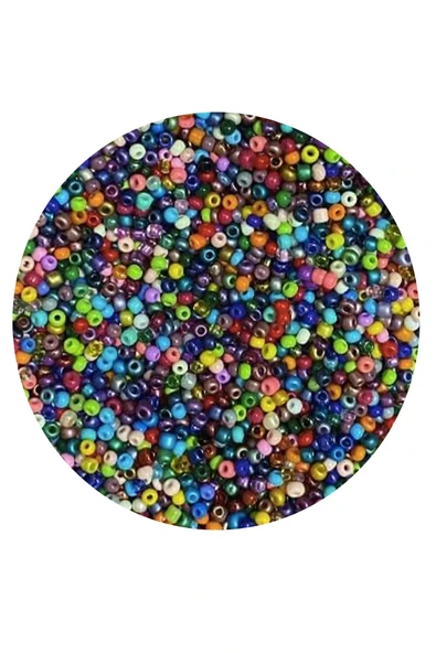 Karışık Renk 4 Mm Yaklaşık 660 Adet / 60 Gram Cam Boncuk Oya Yazma Bileklik Ve Kolye - 4