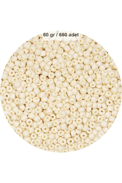 Beyaz Renk 4 Mm Yaklaşık 660 Adet / 60 Gram Cam Boncuk Oya Yazma Bileklik Ve Kolye - 1