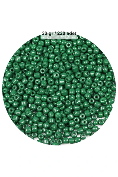Koyu Yeşil Renk 4 Mm Yaklaşık 220 Adet/20 Gram Cam Boncuk Oya Yazma Bileklik Ve Kolye - 1
