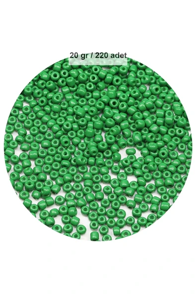 Opak Yeşil Renk 4 Mm Yaklaşık 220 Adet/20 Gram Cam Boncuk Oya Yazma Bileklik Ve Kolye - 1
