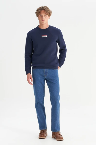 Erkek Mid Logo Sweatshirt DarKNavy DarKNavy S - Resim 4